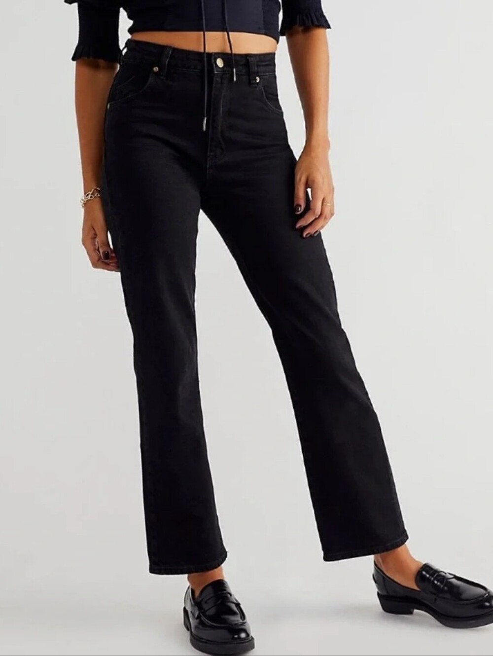 ROLLA'S Original High Rise Straight Washed Black Jeans